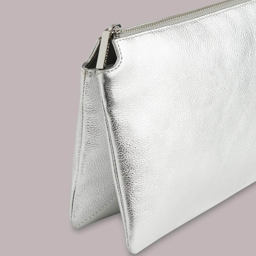 Silver metallic clutch on sale purse